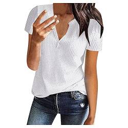 Geagodelia Damen Kurzarm T-Shirt Bluse Elegante Tunika Sommer Top Oberteile Aesthetic Sport TS-366 (Weiß, 40) von Geagodelia