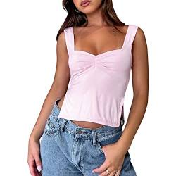 Geagodelia Damen Sexy Tank Top Rückenfreies Oberteil Y2k Fashion Backless Top Sommer Aesthetic Clothes Outfits BH-Hemd Streetwear Cami Camisole (A - Pink, L) von Geagodelia