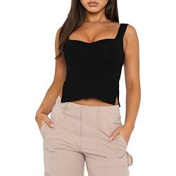 Geagodelia Damen Sexy Tank Top Rückenfreies Oberteil Y2k Fashion Backless Top Sommer Aesthetic Clothes Outfits BH-Hemd Streetwear Cami Camisole (A - Schwarz, L) von Geagodelia