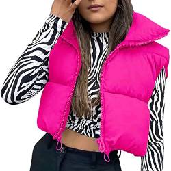 Geagodelia Damen Weste Kurz Puffer Ärmellose Steppweste Daunenweste Elegant Leichte Jacke Steppjacke Oberteile Outdoor Winter Herbst (Rosa, S) von Geagodelia