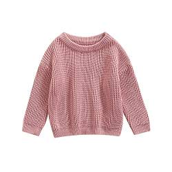 Geagodelia Kleinkinder Baby Oversized Pullover Mädchen Jungen Grobmaschig Strickpullover Herbst Winter Warm Gestrickt Pulli Oberteil Knitted Jumper Sweater (Dunkelpink, 18-24 Monate) von Geagodelia