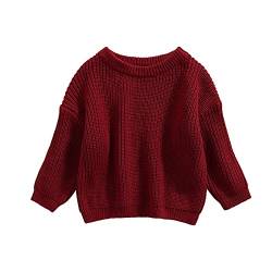 Geagodelia Kleinkinder Baby Oversized Pullover Mädchen Jungen Grobmaschig Strickpullover Herbst Winter Warm Gestrickt Pulli Oberteil Knitted Jumper Sweater (Rot, 18-24 Monate) von Geagodelia