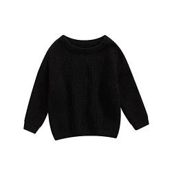 Geagodelia Kleinkinder Baby Oversized Pullover Mädchen Jungen Grobmaschig Strickpullover Herbst Winter Warm Gestrickt Pulli Oberteil Knitted Jumper Sweater (Schwarz, 12-18 Monate) von Geagodelia