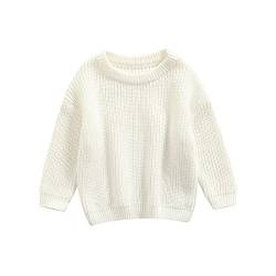 Geagodelia Kleinkinder Baby Oversized Pullover Mädchen Jungen Grobmaschig Strickpullover Herbst Winter Warm Gestrickt Pulli Oberteil Knitted Jumper Sweater (Weiß, 18-24 Monate) von Geagodelia