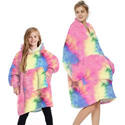 Geagodelia Oversized Hoodie Pullover für Damen Herren Kinder Kuschelig Fleece Decken Hoodie, Hoodie Decke zum Anziehen Weiche Warm Kuschelpullover Hausanzug Kapuzenpullover Winter (Tie Dye, One Size) von Geagodelia