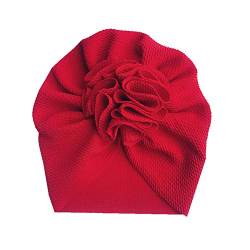 Geagodelia Turban Baby Mädchen Neugeboren Stirnband Haarband Knoten Mütze Sommer Stretch Schleife Headwear Kleinkind (Rot Turban, OneSize) von Geagodelia