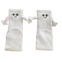 Lustige Magnetische Socken mit Händen Hand in Hand Socken Freundschaftssocken Magnet Socken Kleine Geschenke für Frauen Männer Freundin Freunde Partner Paare Kinder (B 01- Weiß, One Size) von Geagodelia