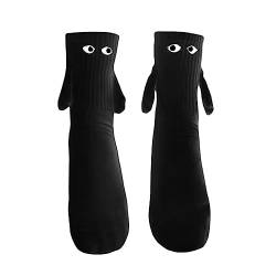 Lustige Magnetische Socken mit Händen Hand in Hand Socken Freundschaftssocken Magnet Socken Kleine Geschenke für Frauen Männer Freundin Freunde Partner Paare Kinder (Schwarz, One Size) von Geagodelia