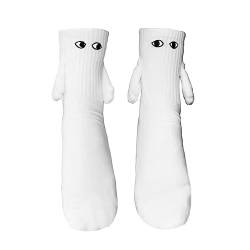 Lustige Magnetische Socken mit Händen Hand in Hand Socken Freundschaftssocken Magnet Socken Kleine Geschenke für Frauen Männer Freundin Freunde Partner Paare Kinder (Weiß, One Size) von Geagodelia