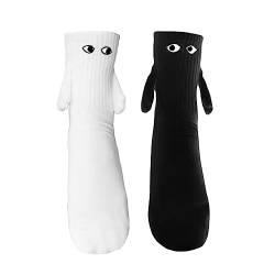 Lustige Magnetische Socken mit Händen Hand in Hand Socken Freundschaftssocken Magnet Socken Kleine Geschenke für Frauen Männer Freundin Freunde Partner Paare Kinder (Weiß&Schwarz, One Size) von Geagodelia