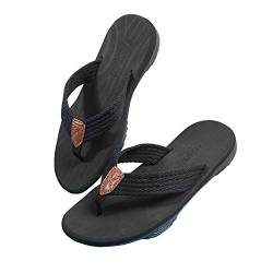 Geahod Herren Zehentrenner Flip Flops Sommer Strand Sandalen Rutschsicher weiche Badelatschen lässiger flache Sport-Sandalen, Schwarz, 44 von Geahod