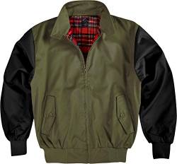 Original GearUp® Harrington Jacke English Style in 12 verschiedenen Designs wählbar Farbe Oliv/Schwarz Größe XXL von Gear Up