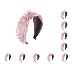 10 Set Flanell Stirnband Haarband Mode Elegant Haarreifen Kunststoff Damen Stirnband Kopfschmuck Gute Elastizität für Frauen Rosa von Geardeangloow