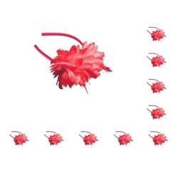 10 Set von Frauen Zeremonie Feder Künstliche Blume Stirnband Ornament Bankett Romantisches Haarband Cosplay Kostüm Kopf Zubehör Rot von Geardeangloow