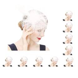 10 Set von Vintage Stil Mesh Haarband Frauen Bankett Hochzeit Tragbares Stirnband Mädchen Mode Retro Kopfbedeckung Damen Kopfbedeckung Weiß von Geardeangloow
