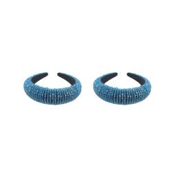 2 x Haarbänder mit Glitzer-Perlen, flexibel, Barock-Stil, Haarstyling-Stirnbänder für Damen, fluoreszierendes Blau von Geardeangloow