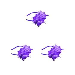 3 Set Feder-Blumen-Haarband, Mädchen, Party, Bankett, romantisches Haarband für Damen, Cosplay, Kopfschmuck, Festival, Dekoration, Lila von Geardeangloow