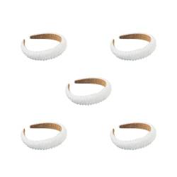 5 x Haarbänder mit Perlen und Strasssteinen, Boho-Stil, flexibel, dick, Haarstyling-Zubehör, Stirnbänder für Frauen, Hochzeit, Weiß von Geardeangloow