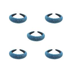 5er-Set Haarbänder mit Glitzer-Perlen, flexibel, Barock-Stil, Haarstyling-Stirnbänder für Damen, fluoreszierendes Blau von Geardeangloow