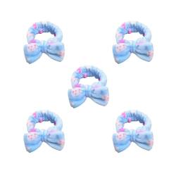 5er-Set Stirnbänder mit Schleifenknoten, elastisches Styling-Haar-Accessoire, Kopfbedeckung, Haarband für Gesichtswäsche, Make-up, Sport, Fitnessstudio, blaue Erdbeere von Geardeangloow