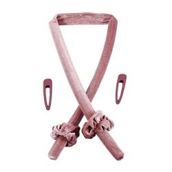 Frauen Mädchen Haar Lockenwickler Heatless Lockenstab Stirnband Wellenform Rosa 42cm von Geardeangloow