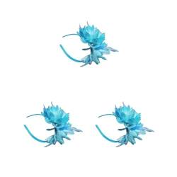 Geardeangloow 3 Set mit Federn und künstlichen Blumen, Stirnband, Mädchen, Party, Haarband, Cosplay, Kostüm, Kopfzubehör, Urlaub, Festival, Dekoration, Blau von Geardeangloow