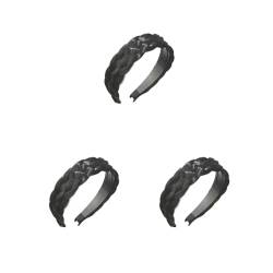 Geflochtenes Haarband, Kopfschmuck, Perücke, elastische Haarbänder für Damen, Mädchen, Damen, Schwarz, 3 Stück von Geardeangloow