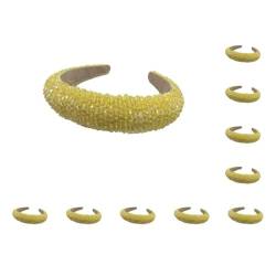 Haarbänder mit Perlen besetzt, dick, Barock-Stil, Strass, Haarstyling, Kopfbedeckung für Damen und Mädchen, Strand, fluoreszierendes Gelb, 10 Stück von Geardeangloow