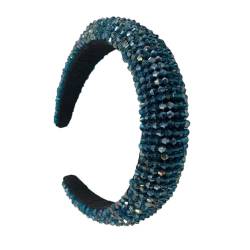 Haarband mit Perlen und Kristallschwamm, Barock-Stil, modischer Reifen, Kopfbedeckung für Frauen und Mädchen, Hochzeitszubehör, Azurblau von Geardeangloow