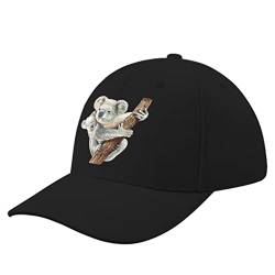 GeauDoup Koala Tiere Unisex Kappe Baseball Caps Verstellbar Snapback Cap Sommer Mütze Hüte Baseballmütze für Damen Herren Black Einheitsgröße von GeauDoup