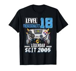 18 Jahre Level 18 Freigeschaltet Legendar Seit 2005 Kinder T-Shirt von Geburtstag Gamer Kleidung Videospiele Liebhaber
