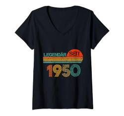 Damen Legendär Seit 1950 74. Geburtstag Vintage 1950 T-Shirt mit V-Ausschnitt von Geburtstag Herren und Männer SaiGon