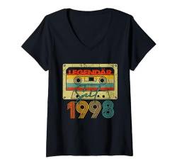 Damen Legendär Seit 1998 26. Geburtstag Vintage Cassette T-Shirt mit V-Ausschnitt von Geburtstag Herren und Männer SaiGon