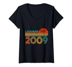 Damen Legendär Seit 2009 15. Geburtstag Vintage 2009 T-Shirt mit V-Ausschnitt von Geburtstag Herren und Männer SaiGon