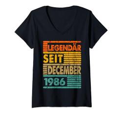 Damen Legendär Seit December 1986 38. Geburtstag Vintage T-Shirt mit V-Ausschnitt von Geburtstag Herren und Männer SaiGon