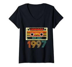 Damen Legendär Seit Juli 1997 27. Geburtstag Vintage Cassette T-Shirt mit V-Ausschnitt von Geburtstag Herren und Männer SaiGon