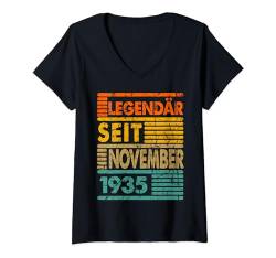 Damen Legendär Seit November 1935 89. Geburtstag Vintage T-Shirt mit V-Ausschnitt von Geburtstag Herren und Männer SaiGon
