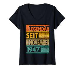 Damen Legendär Seit November 1947 77. Geburtstag Vintage T-Shirt mit V-Ausschnitt von Geburtstag Herren und Männer SaiGon
