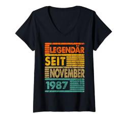 Damen Legendär Seit November 1987 37. Geburtstag Vintage T-Shirt mit V-Ausschnitt von Geburtstag Herren und Männer SaiGon