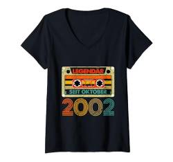 Damen Legendär Seit Oktober 2002 22. Geburtstag Vintage Cassette T-Shirt mit V-Ausschnitt von Geburtstag Herren und Männer SaiGon