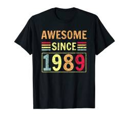 Awesome since 1989 Crew Mann Geburtstagskind Original Outfit T-Shirt von Geburtstag Jahr Happy Birthday Party Mann Geschenk
