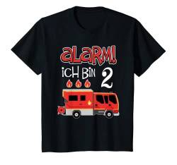 Kinder 2 Jahre Feuerwehr Feuerwehrauto Geburtstag Alarm Ich Bin 2 T-Shirt von Geburtstags Kinder Design für Jungen & Mädchen