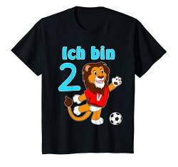 Kinder 2. Geburtstag Junge Fußball Löwe Ich bin 2 Jahre Geschenk T-Shirt von Geburtstags Kinder Design für Jungen & Mädchen