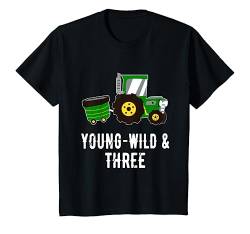 Kinder 3. Geburtstag Junge Traktor Geschenk - Young Wild & Three T-Shirt von Geburtstags Kinder Design für Jungen & Mädchen