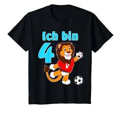 Kinder 4. Geburtstag Junge Fußball Löwe Ich bin 4 Jahre Geschenk T-Shirt von Geburtstags Kinder Design für Jungen & Mädchen