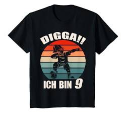 Kinder Fußball 9.Geburtstag Digga Ich bin 9 Jahre Fußballer Dabbing T-Shirt von Geburtstags Kinder Design für Jungen & Mädchen