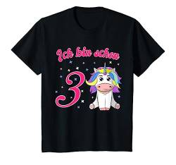 Kinder Ich bin schon drei 3. Geburtstag 3 Jahre Einhorn Mädchen T-Shirt von Geburtstags Kinder Design für Jungen & Mädchen