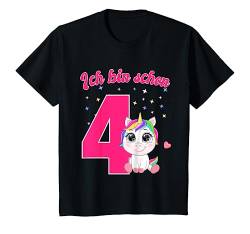 Kinder Ich bin schon vier Einhorn Mädchen 4 Jahre 4. Geburtstag T-Shirt von Geburtstags Kinder Design für Jungen & Mädchen