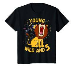 Kinder Kinder 5. Geburtstag 5 Jahre Löwe T-Shirt von Geburtstags Kinder Geschenk für Mädchen & Junge
