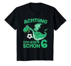 Kinder Kinder 6. Geburtstag Drache Fußball 6 Jahre Mädchen Junge T-Shirt von Geburtstags Kinder Geschenk für Mädchen & Junge